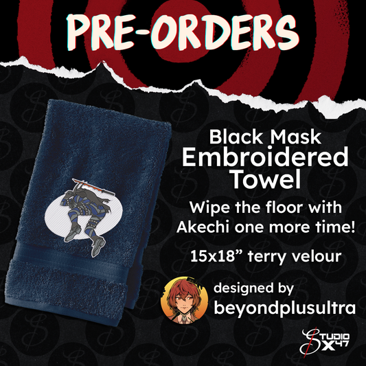 [ PRE-ORDER ] Persona 5 Royal | Black Mask Embroidered Towel